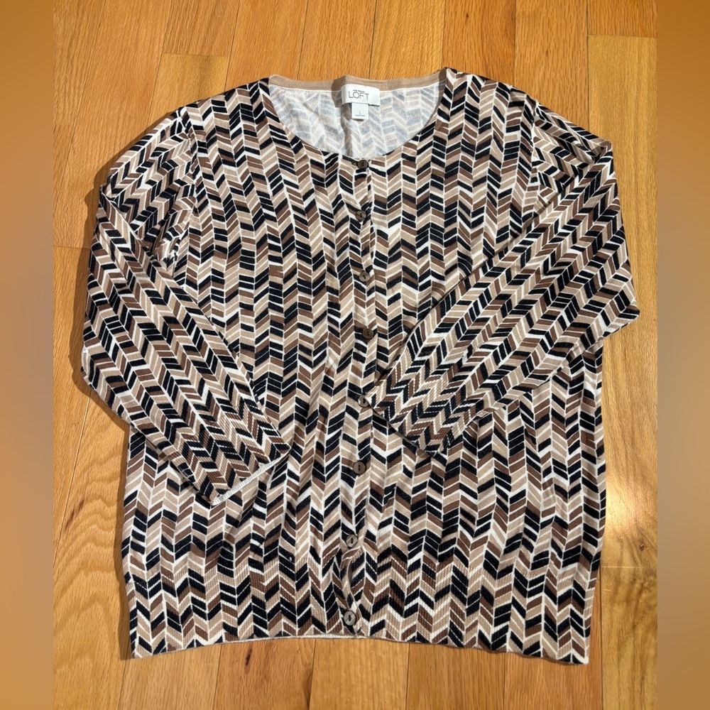 LOFT Chevron Button-Up Cardigan